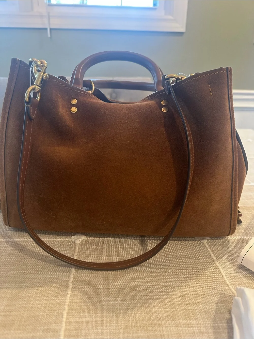 100% Coach Rogue Bag 31 Suede Leather Warm Brown Mint Condition Receipt - Picture 3 of 16